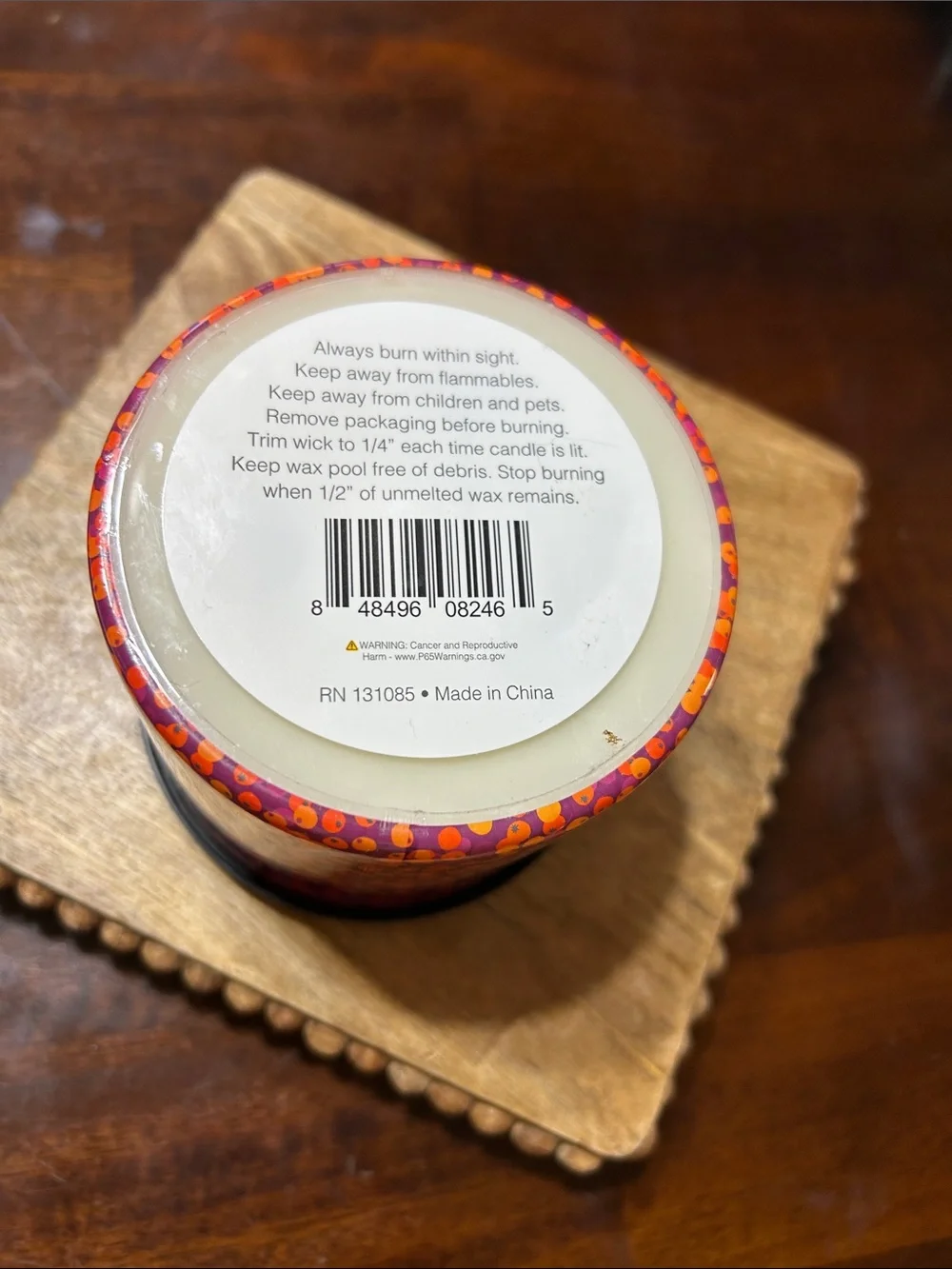 Home Collection “Candied Cranberry” 3 Wick Candle 13 Oz New